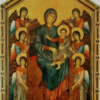 La Vierge et l’Enfant en majesté entourés de six anges, 1280 by Cenni di Pepe dit (Giovanni) CIMABUE