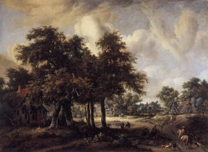 Meindert_Hobbema_-_Wooded_Landscape_with_Cottages_-_WGA11445